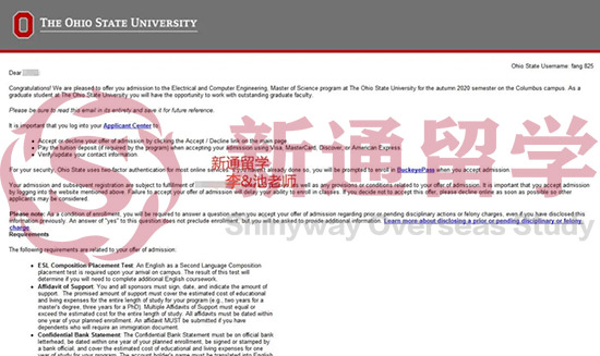 俄亥俄州立大學EE錄取