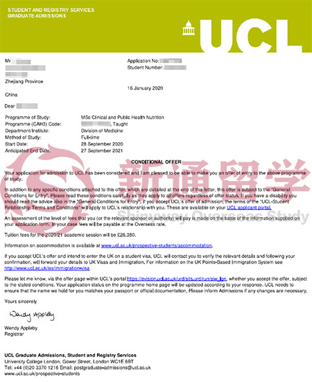 英國G5名校UCL營養(yǎng)學(xué)碩士錄取